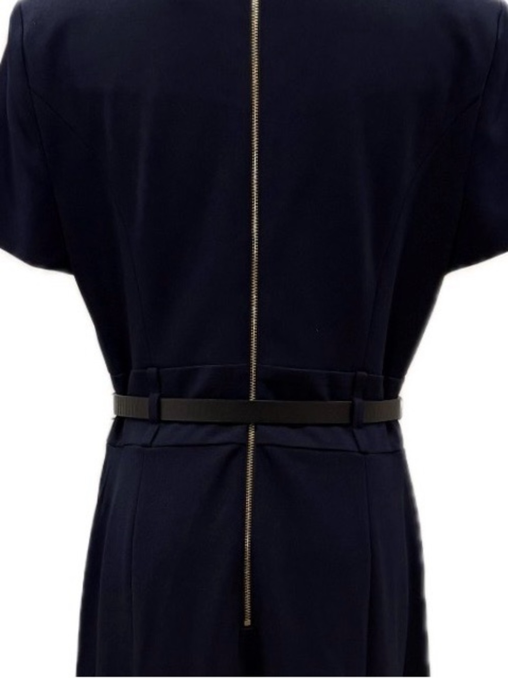 Calvin Klein NWOT Navy Short Sleeve Belted Fit & Flare Dress 8 - Picture 4 of 9